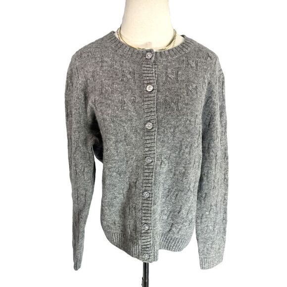 The Tog Shop Cardigan Sweater Wool Gray Cable Knit Button - Picture 13 of 13